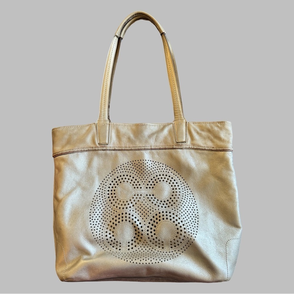 COACH Audrey Gold Perforated Leather Tote